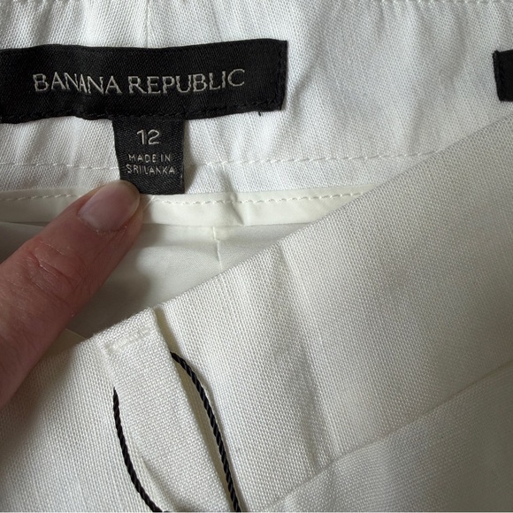 Banana Republic Logan Luxe Linen Pants Women 12 White Straight Mid Rise NWT*R - Picture 5 of 6